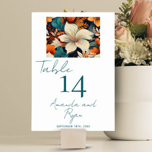 Numéro De Table Élégant Mariage floral à fleurs tropicales