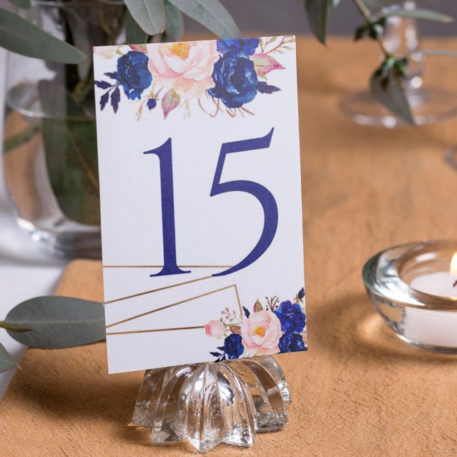 Numéro De Table Élégant Mariage floral de Pêche Bleue Numéro de ta (Créateur téléchargé)