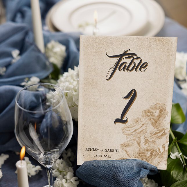 Numéro De Table Élégant Mariage Floral Rustique Classique Table Nº (Créateur téléchargé)