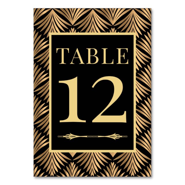 Numéro De Table Élégant Mariage Gatsby Black Gold Art Déco (Par défaut)