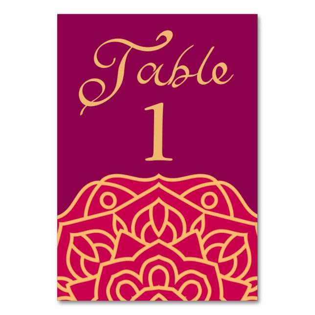 Numéro De Table Élégant Mariage indien Mandala Magenta Gold (Par défaut)
