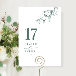 Numéro De Table Élégant Mariage Minimaliste à la Végétalité Botani