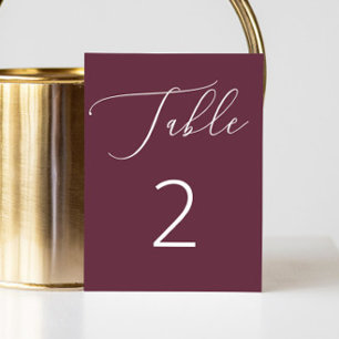 Numéro De Table Élégant Mariage Minimaliste Écriture Bourgogne Pro