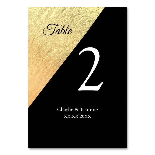 Numéro De Table Élégant Mariage moderne Black & Gold Foil (Par défaut)