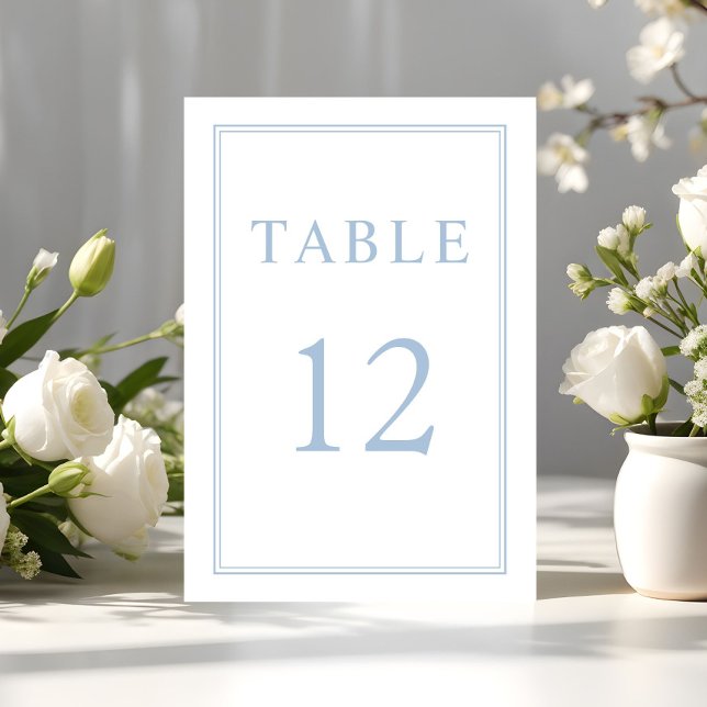 Numéro De Table Élégant Mariage moderne en poudre bleu (Elegant Modern Powder Blue Wedding Table Number)