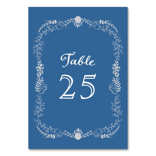 Numéro De Table Elégant Mariage monochromatique bleu et argent (Par défaut)