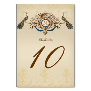 Numéro De Table Élégant Mariage Peacock Vintage