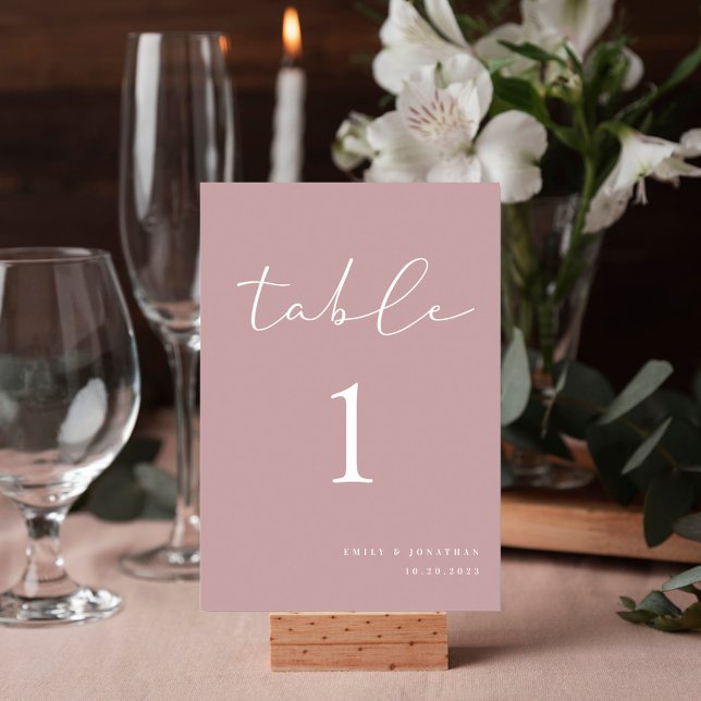 Numéro De Table Élégant Mariage Rose Dusty (Créateur téléchargé)