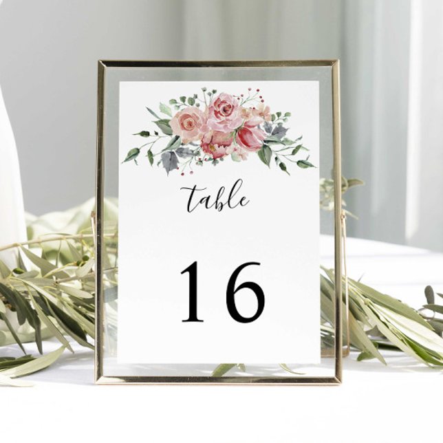 Numéro De Table Élégant Mariage rose rose (Créateur téléchargé)