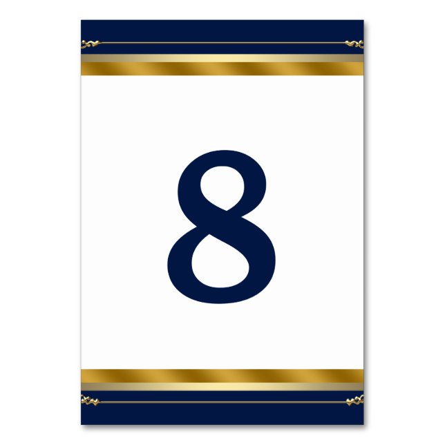 Numéro De Table Élégant Mariage Royal Blue Gold (Par défaut)