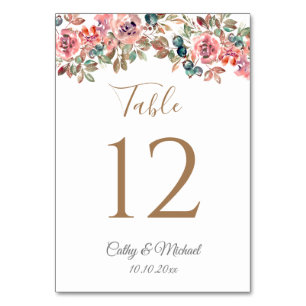 Numéro De Table Élégant mariage rustique roux