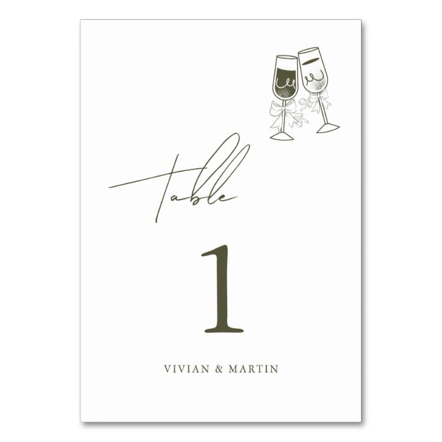 Numéro De Table Élégant Mariage vert en bois d'olive (Par défaut)