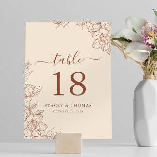 Numéro De Table Élégant Mariage Whimsical en terre cuite