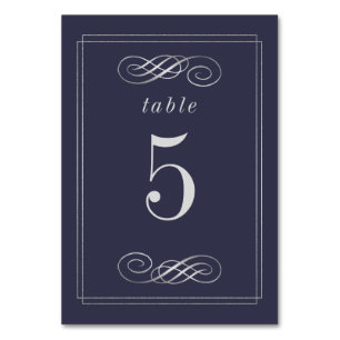 Numéro De Table Elégant Marine Blue Silver Mariage Numéros de tabl