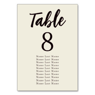 Numéro De Table Élégant Minimaliste Ecru Mariage Assignation de si