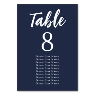 Numéro De Table Élégant minimaliste Marine Bleu Assignation de siè