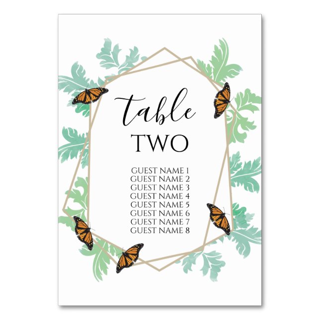 Numéro De Table Élégant Monarch Butterfly Mariage Nom d'invité (Par défaut)