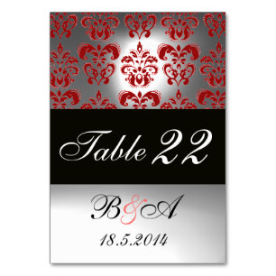 NUMÉRO DE TABLE ÉLÉGANT MONOGRAMME NOIR BLANC DE DAMASK