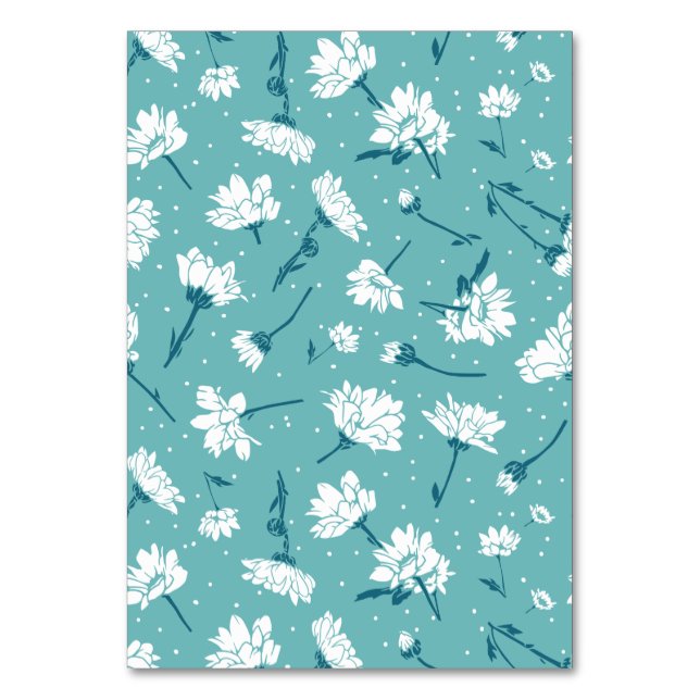 Numéro De Table Élégant motif floral - Botanique Turquoise et blan (Par défaut)