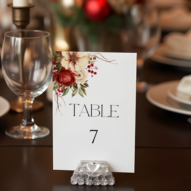 Numéro De Table Élégant Noël Floral hiver (Créateur téléchargé)