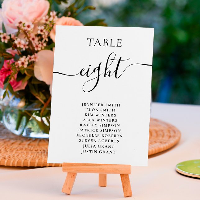 Numéro De Table Élégant noir blanc nom du mariage du graphique (Créateur téléchargé)