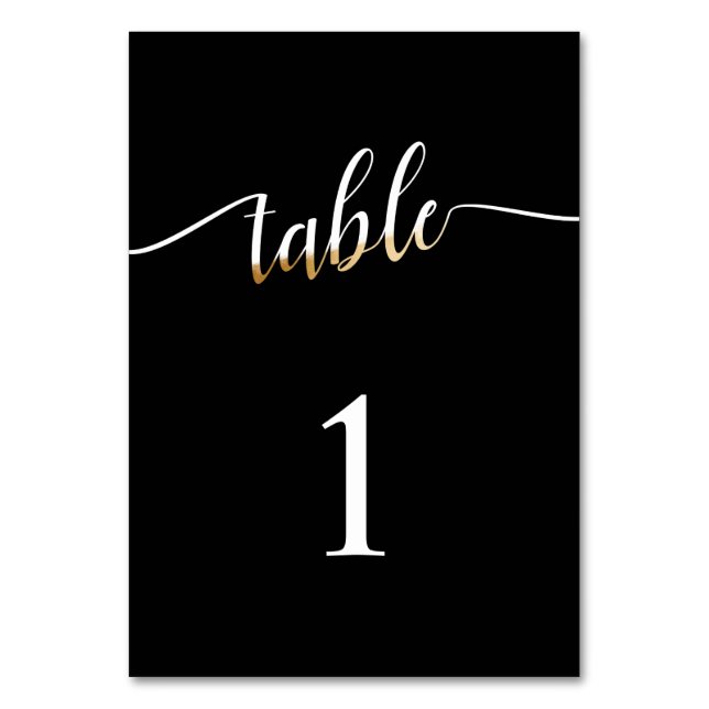Numéro De Table Elégant Noir Blanc & Or Mariage Table Non (Par défaut)