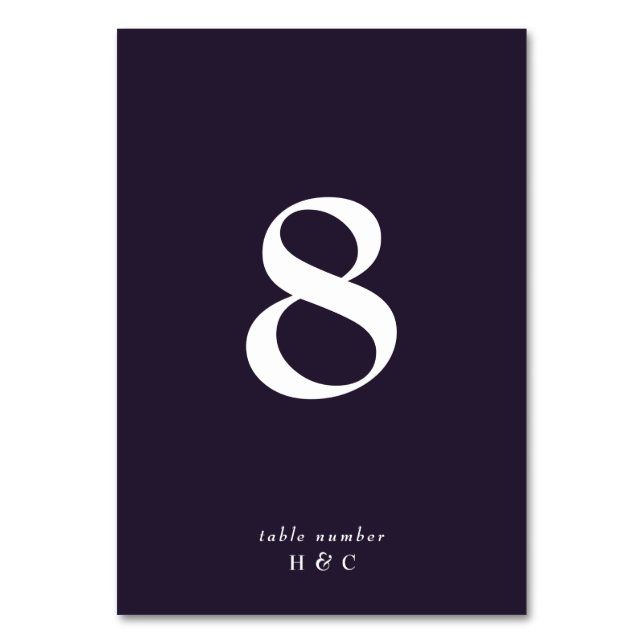 Numéro De Table Élégant noir blanc simple sur Mariage violet (Par défaut)