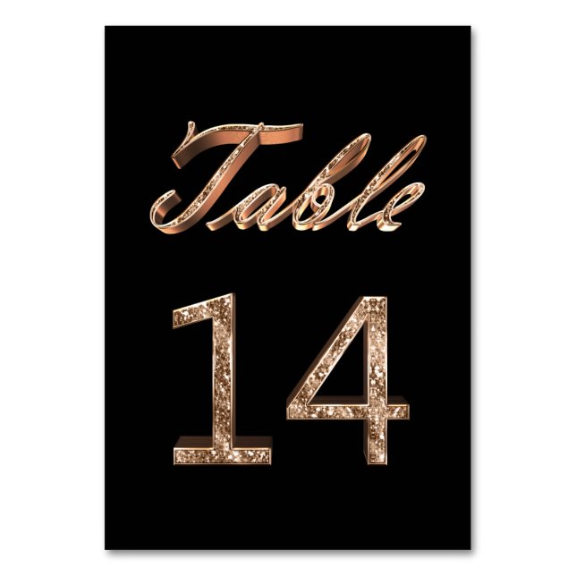 Numéro De Table Élégant Noir Chic Gold Party Numéro de tableau 14 (Par défaut)