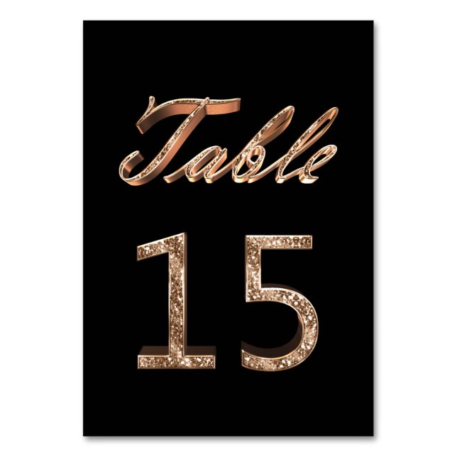 Numéro De Table Élégant Noir Chic Gold Party Numéro de tableau 15 (Par défaut)