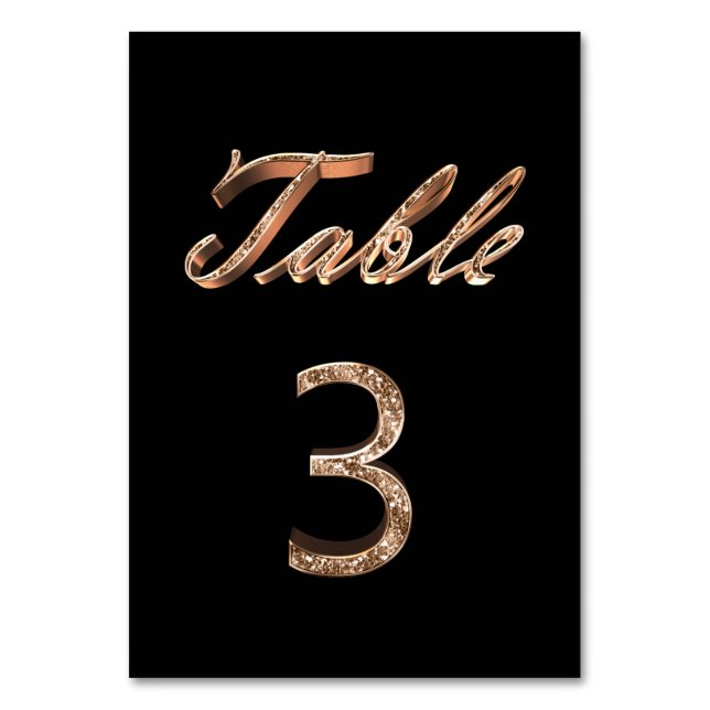 Numéro De Table Élégant Noir Chic Gold Party Table Numéro 3 (Par défaut)