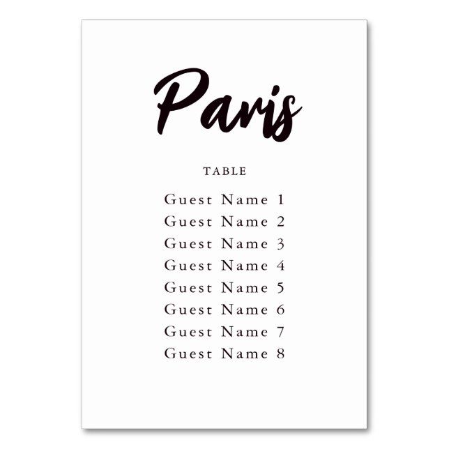 Numéro De Table Élégant nom de table personnalisée Assignation de  (Par défaut)