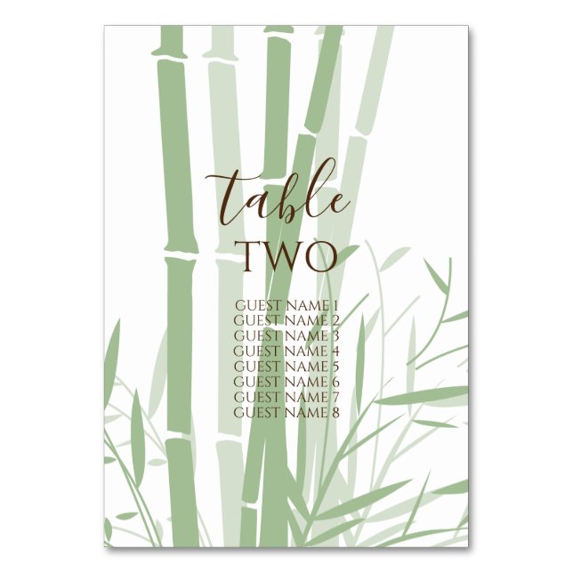 Numéro De Table Élégant nom d'invité Mariage en bambou oriental (Par défaut)