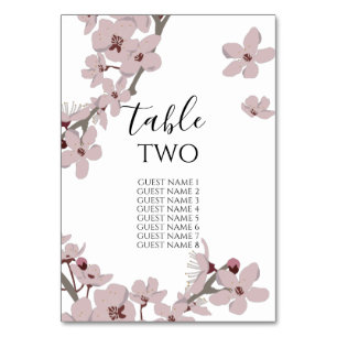 Numéro De Table Élégant nom d'invité Mariage en fleurs de cerisier