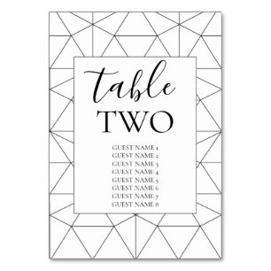 Numéro De Table Élégant nom du Mariage du Motif géométrique