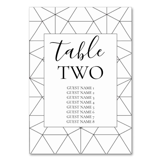 Numéro De Table Élégant nom du Mariage du Motif géométrique (Par défaut)