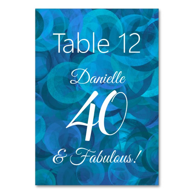 Numéro De Table Elégant Ocean Blue 40 et fabuleuse fête d'annivers (Par défaut)