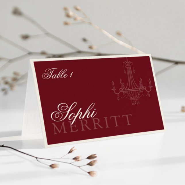 Numéro De Table Elegant Old Money Wine Red Wedding place cards (Créateur téléchargé)