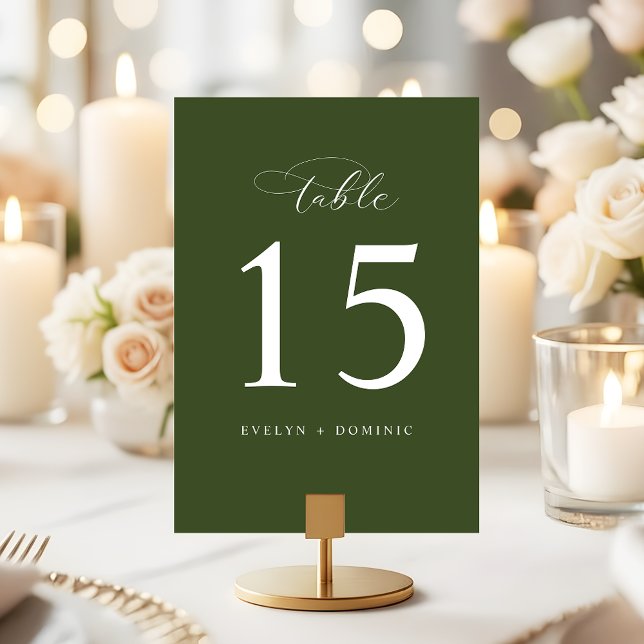 Numéro De Table Elegant Olive Green Wedding Table Number Cards (Créateur téléchargé)