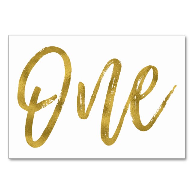 Numéro de table élégant or et blanc un (Devant)