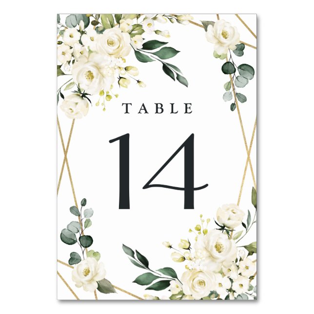 Numéro De Table Elégant or Géométrique Flore Mariage (Par défaut)