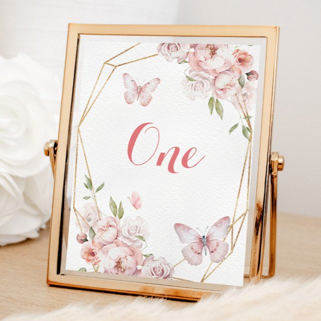 Numéro De Table Elégant or rose géométrique Floral Mis Quince (Créateur téléchargé)