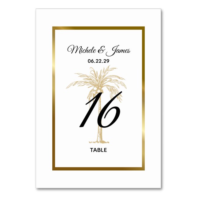 Numéro De Table Elégant Palm Tree Mariage tropical (Par défaut)