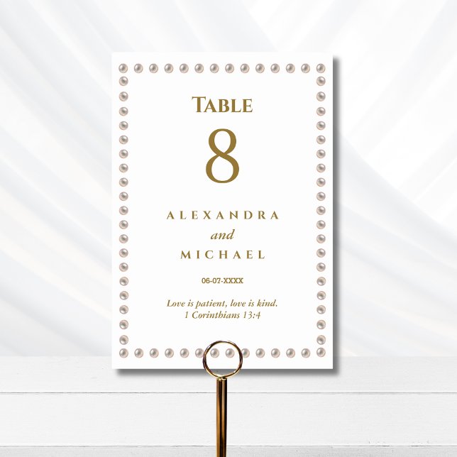 Numéro De Table Elegant Pearl Christian Wedding  (Créateur téléchargé)