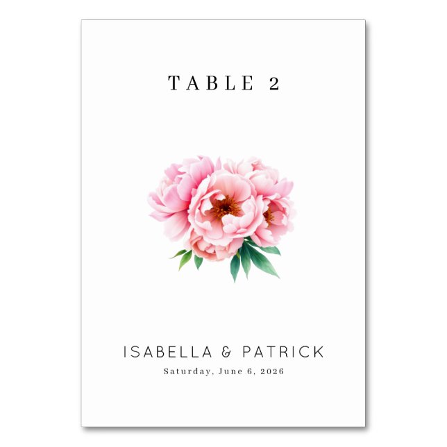 Numéro De Table Elegant Pink Floral (Par défaut)
