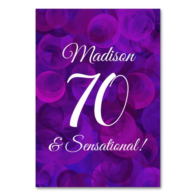 Numéro De Table Elégant Purple 70 & Sensational Birthday Party (Par défaut)