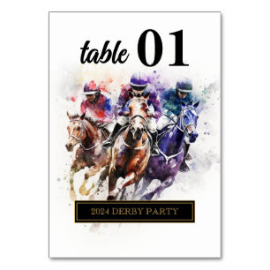 Numéro De Table Élégant Race Horse Derby Party équestre