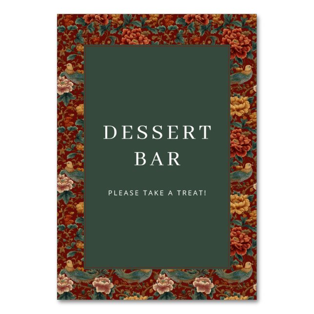 Numéro De Table Elegant Red Floral Border Design (Par défaut)