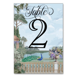 Numéro De Table Elégant Regency Era Peacock Vintage Garden Mariage