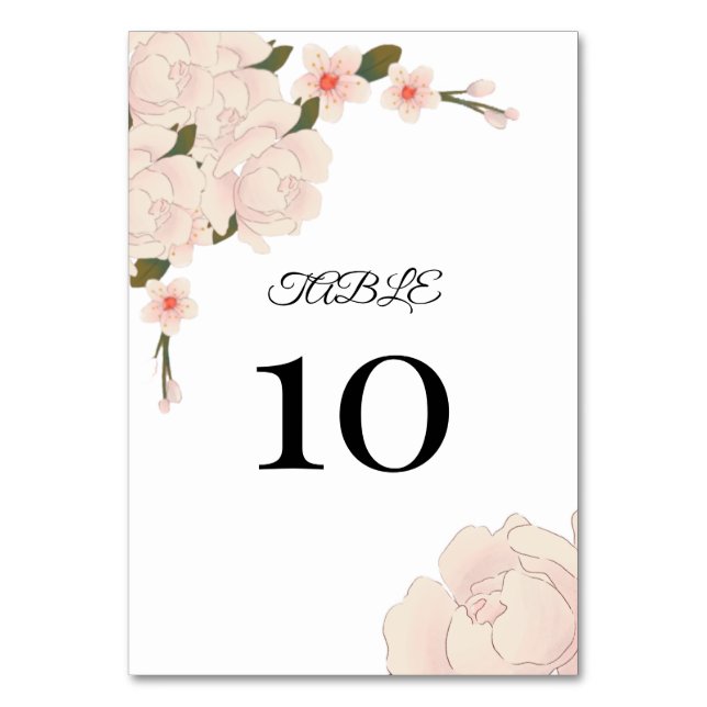Numéro De Table Élégant Romantique Blush Rose Floral Blossom (Par défaut)