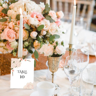 Numéro De Table Élégant Romantique Blush Rose Floral Blossom